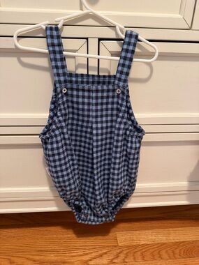Blue Gingham Strappy Baby Romper